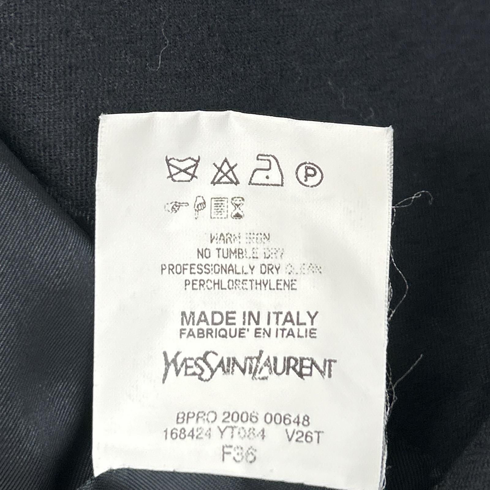 YvesSaintLaurent イヴサンローラン 06年製 168424 ブラック 前フック ノーカラー コート コート