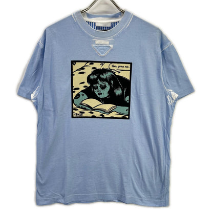 PRADA プラダ UJB489 トライアングルロゴ アメリカンコミックプリント ブルー Tシャツ トップス