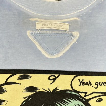 PRADA プラダ UJB489 トライアングルロゴ アメリカンコミックプリント ブルー Tシャツ トップス