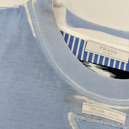 PRADA プラダ UJB489 トライアングルロゴ アメリカンコミックプリント ブルー Tシャツ トップス