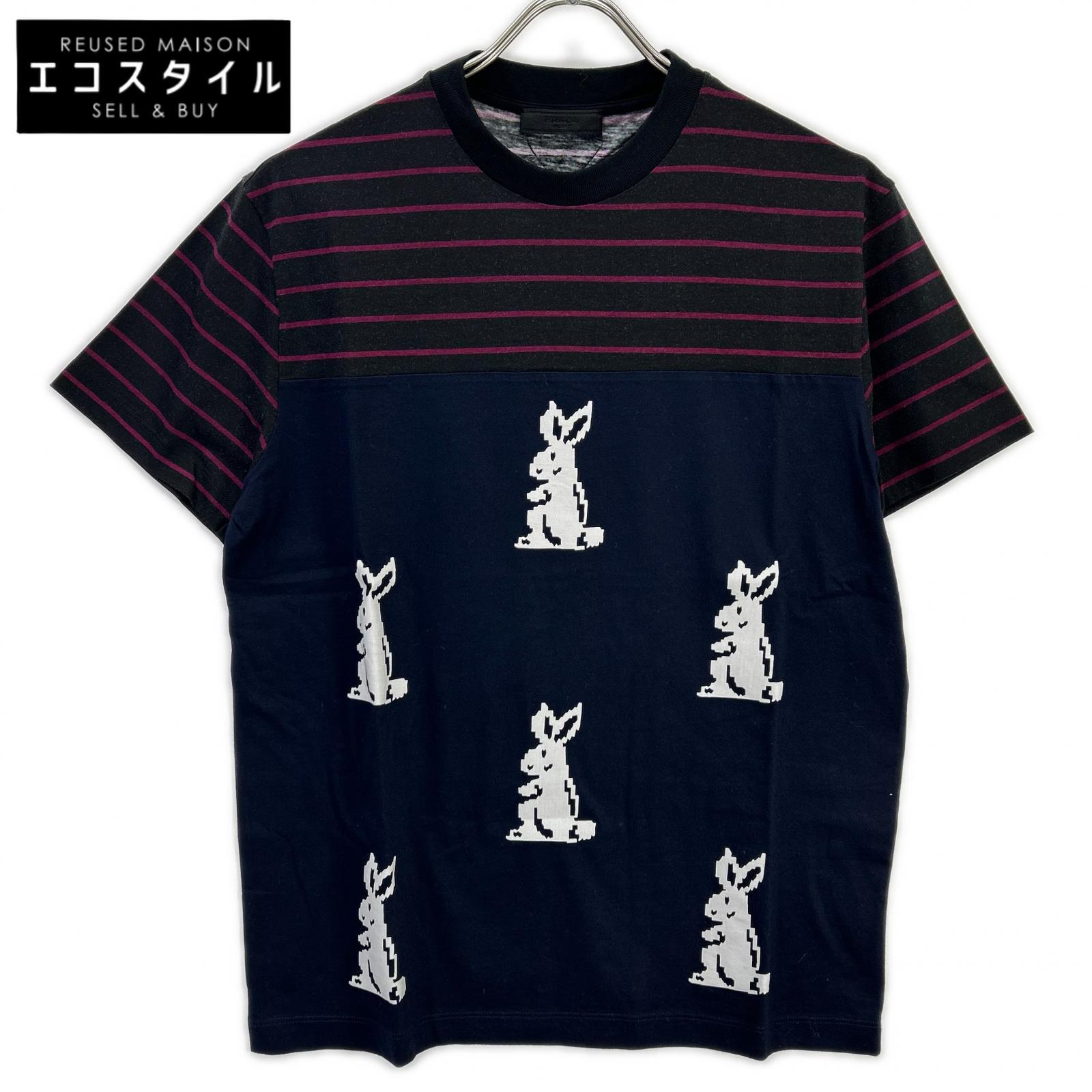 PRADA プラダ UJN330 バニーデジタルプリント トライアングルロゴ クルーネックTシャツ トップス
