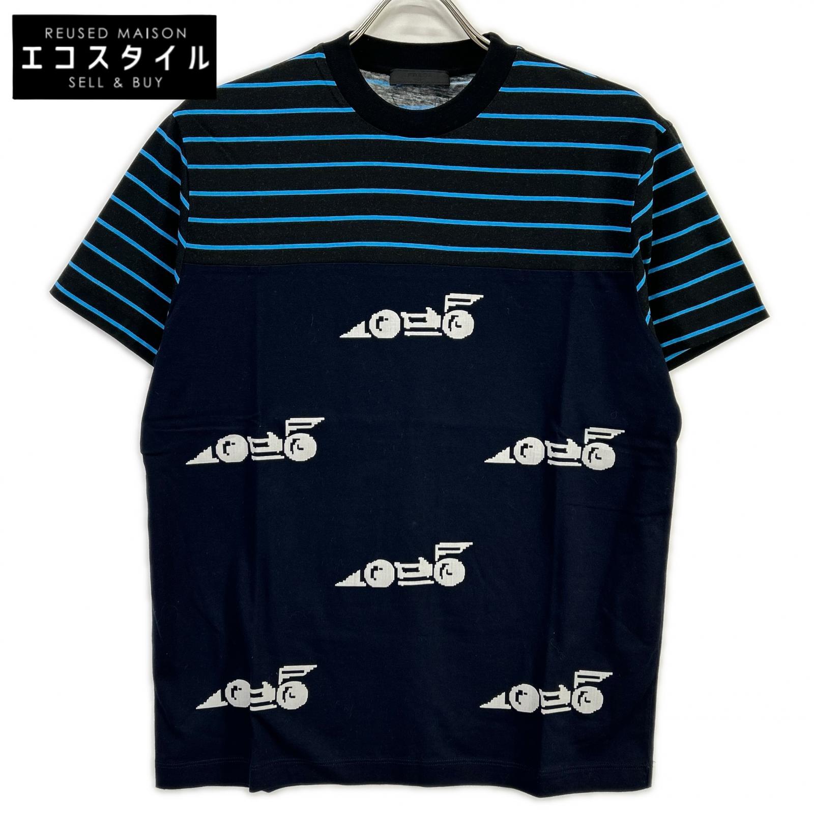 PRADA プラダ UJN330 レーシングデジタルプリント トライアングルロゴ クルーネックTシャツ トップス