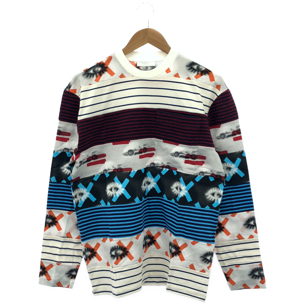 PRADA プラダ UJL935 Mixed-Material Multicolor Triangle Logo Cutsew Tops