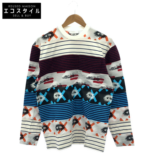 PRADA プラダ UJL935 異素材ミックス マルチカラー トライアングルロゴ カットソー トップス