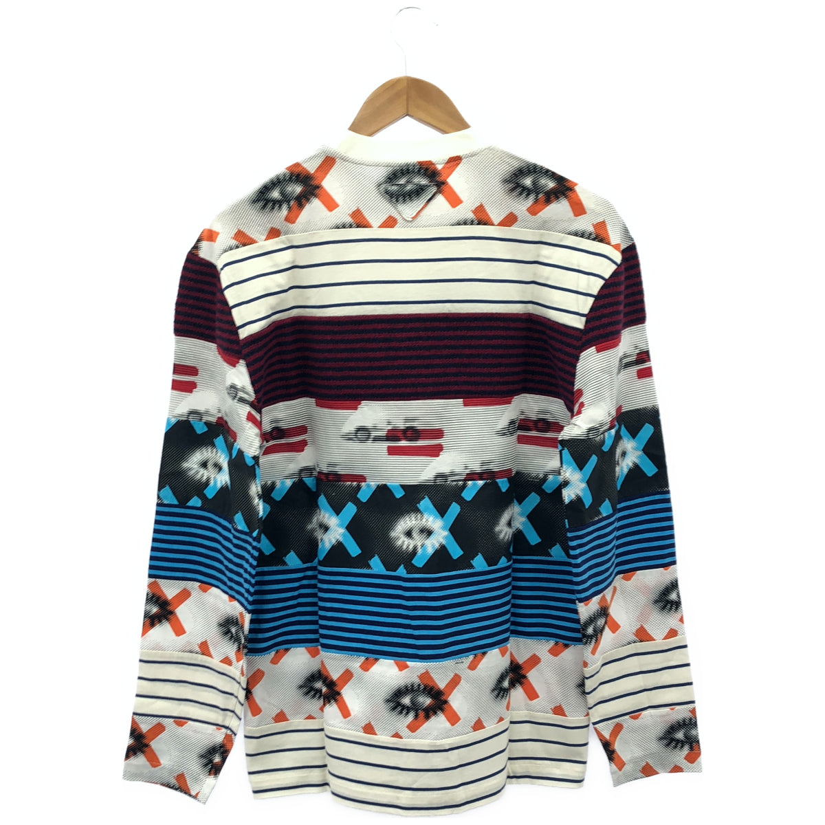 PRADA プラダ UJL935 Mixed-Material Multicolor Triangle Logo Cutsew Tops
