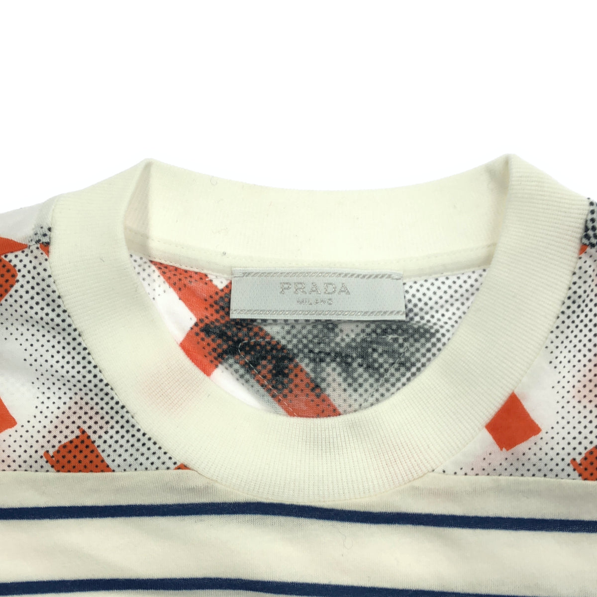 PRADA プラダ UJL935 Mixed-Material Multicolor Triangle Logo Cutsew Tops