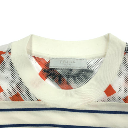 PRADA プラダ UJL935 Mixed-Material Multicolor Triangle Logo Cutsew Tops