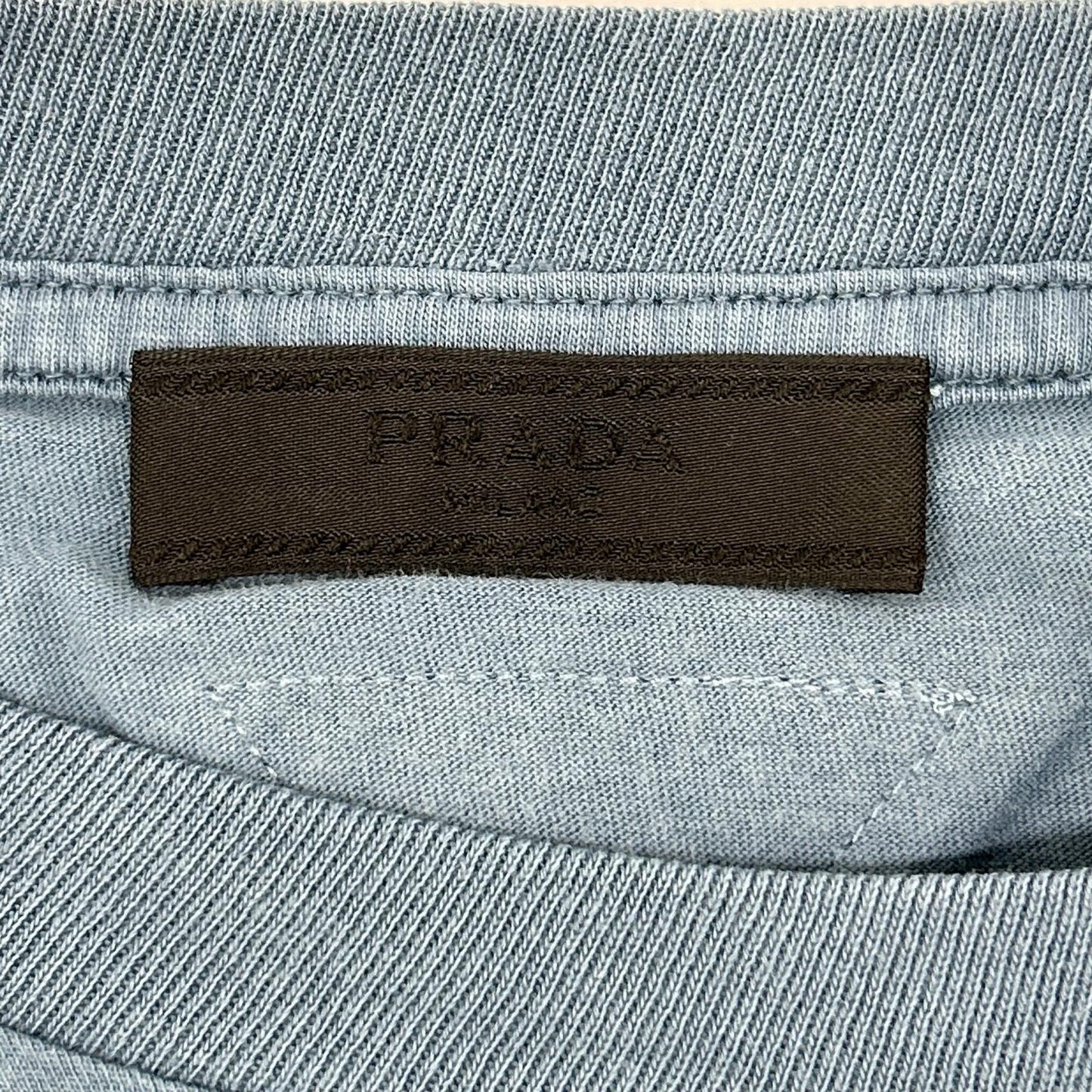 PRADA プラダ UJM572 ブルー トライアングルロゴ クルーネックTシャツ トップス