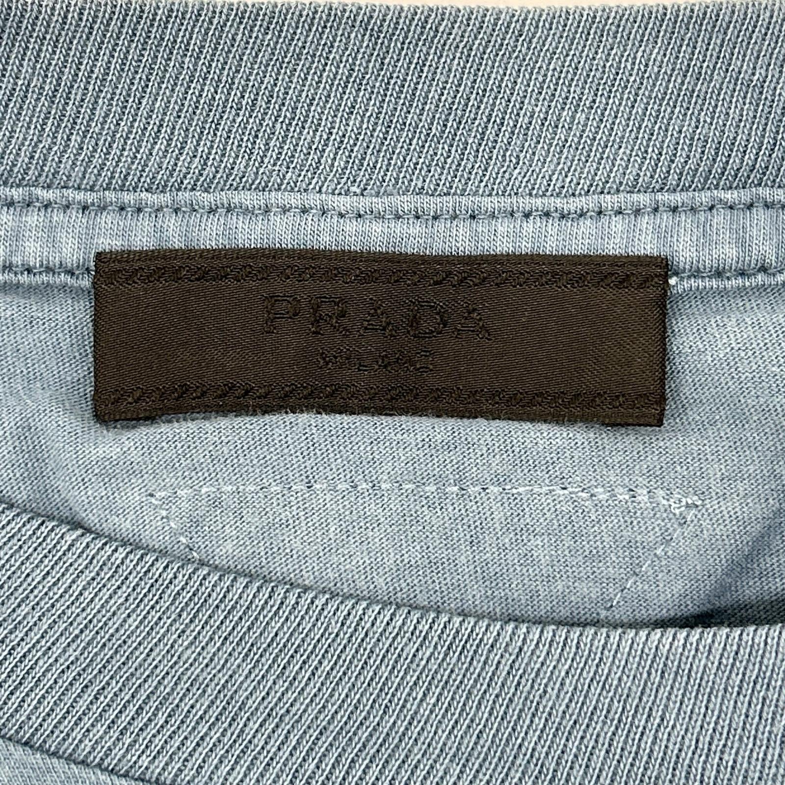 PRADA プラダ UJM572 ブルー トライアングルロゴ クルーネックTシャツ トップス