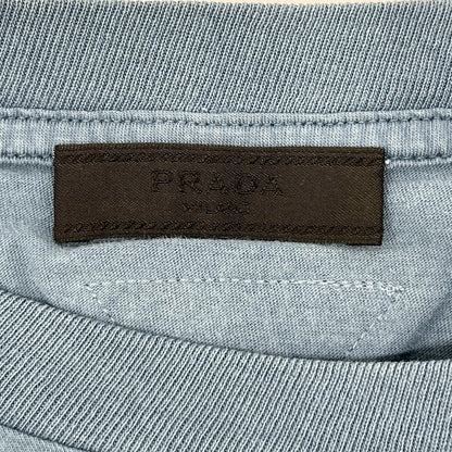 PRADA プラダ UJM572 ブルー トライアングルロゴ クルーネックTシャツ トップス