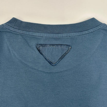 PRADA プラダ UJM572 ブルー トライアングルロゴ クルーネックTシャツ トップス