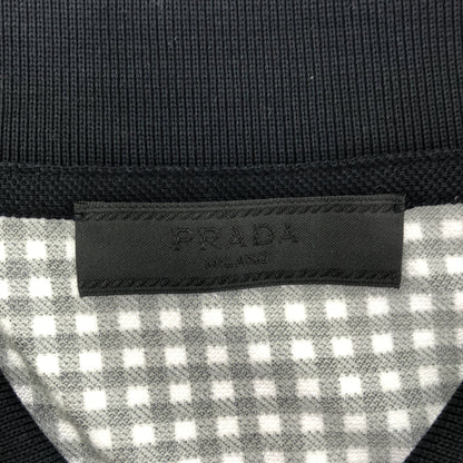 PRADA プラダ UJM730 ブラックホワイト ギンガムチェック トライアングルロゴ ポロシャツ トップス