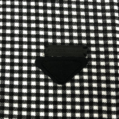 PRADA プラダ UJM730 ブラックホワイト ギンガムチェック トライアングルロゴ ポロシャツ トップス
