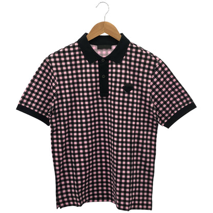 PRADA プラダ UJM730 ピンク ギンガムチェック トライアングルロゴ ポロシャツ トップス