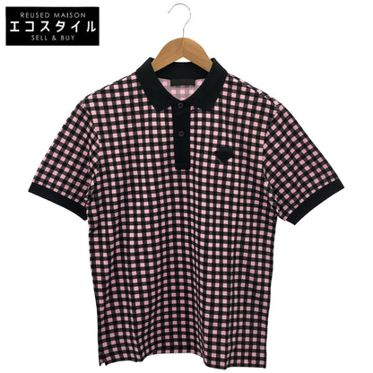 PRADA プラダ UJM730 ピンク ギンガムチェック トライアングルロゴ ポロシャツ トップス