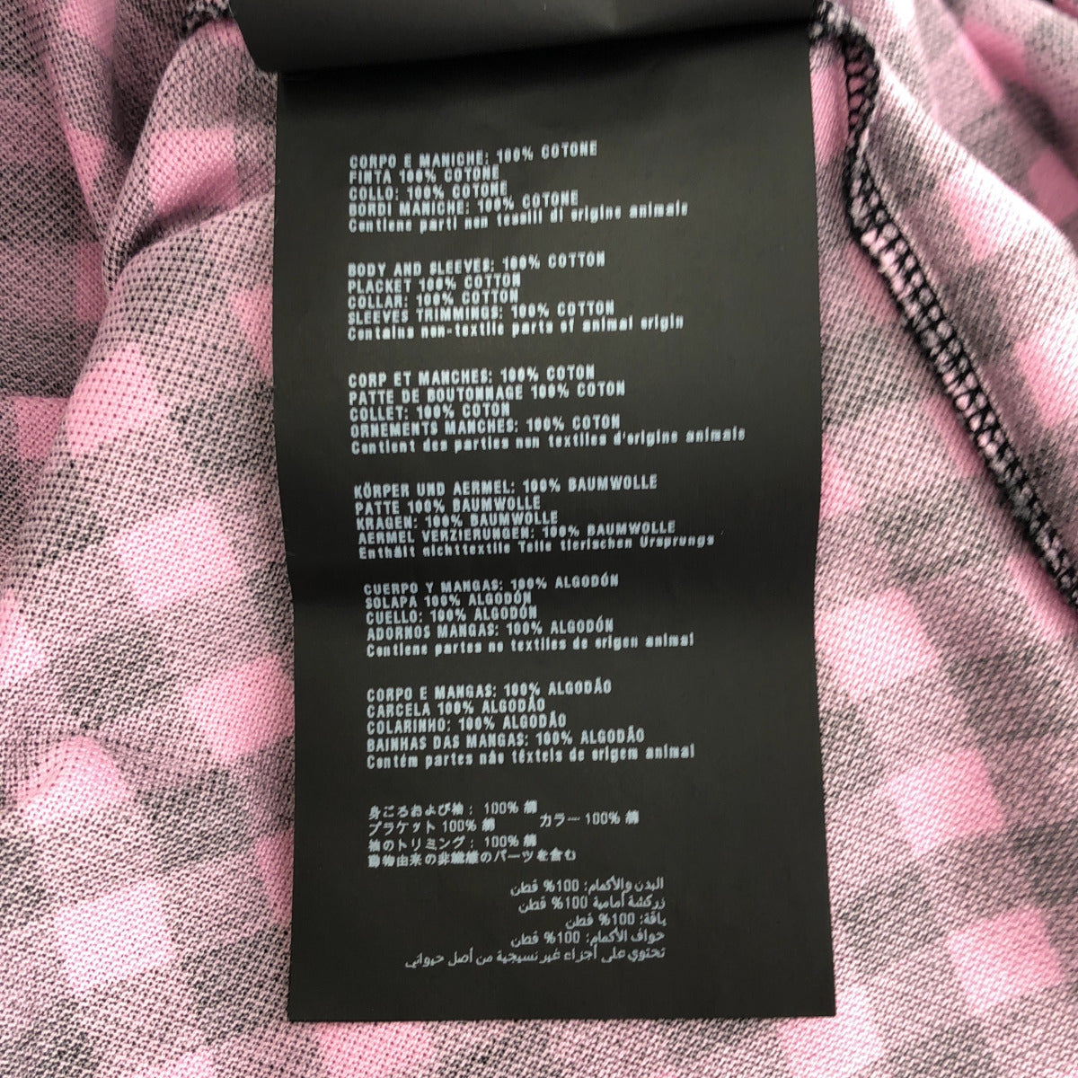 PRADA プラダ UJM730 Pink Gingham Check Triangle Logo Polo Shirt Tops