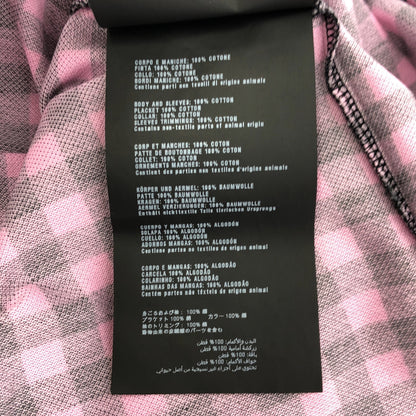 PRADA プラダ UJM730 Pink Gingham Check Triangle Logo Polo Shirt Tops