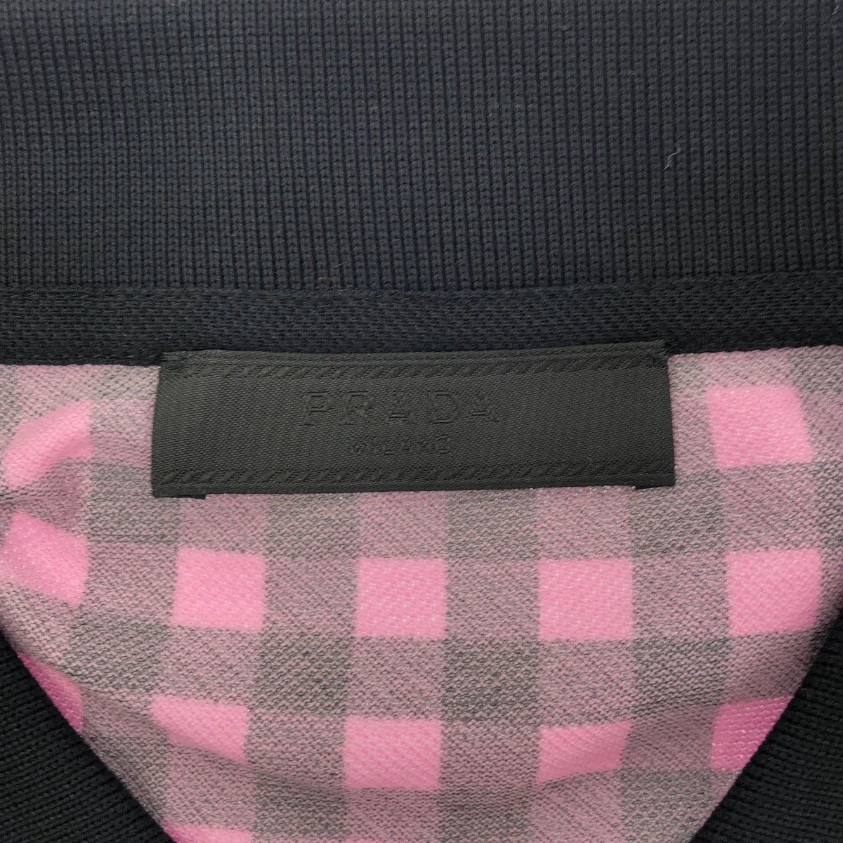 PRADA プラダ UJM730 ピンク ギンガムチェック トライアングルロゴ ポロシャツ トップス