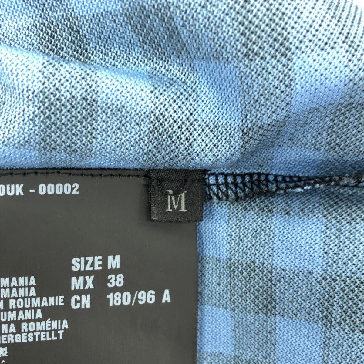 PRADA プラダ UJM730 ブルー ギンガムチェック トライアングルロゴ ポロシャツ トップス
