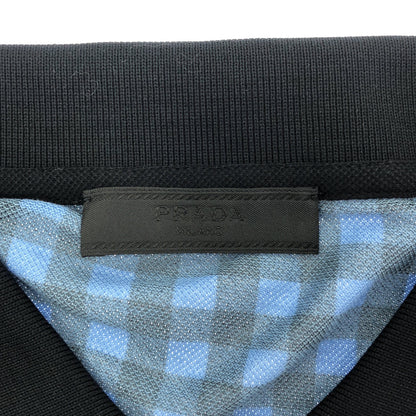 PRADA プラダ UJM730 ブルー ギンガムチェック トライアングルロゴ ポロシャツ トップス