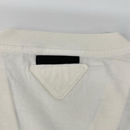 PRADA プラダ UJM492 ホワイト 総柄 トライアングルロゴ VネックTシャツ トップス