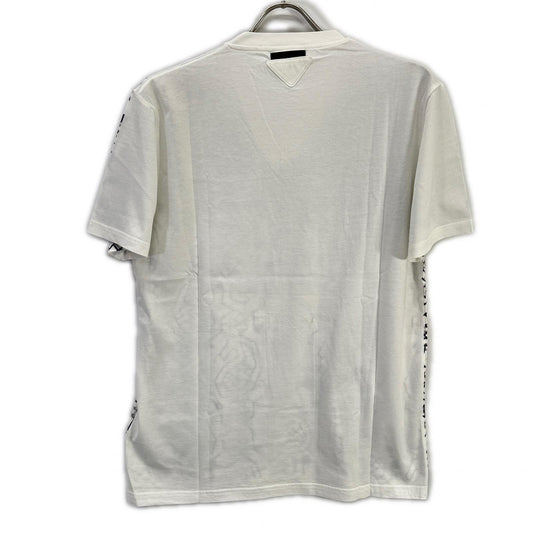 PRADA プラダ UJM492 ホワイト 総柄 トライアングルロゴ VネックTシャツ トップス