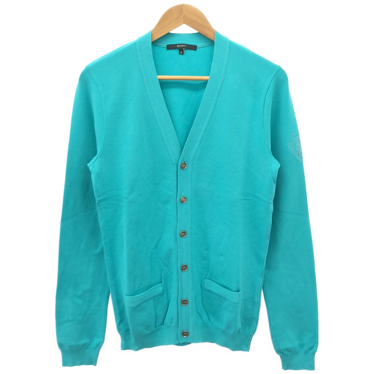 GUCCI グッチ 216268 ブルー クレストロゴ コットンニットカーディガン トップス