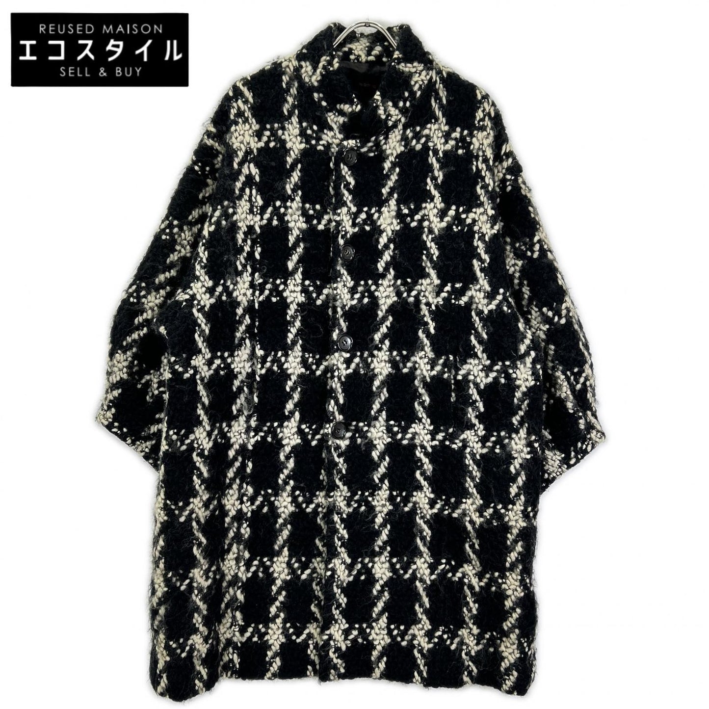 COMMEdesGARCONS コムデギャルソン 80s GC-050220 ブラック ハウンドトゥース ウール オーバーコート コート