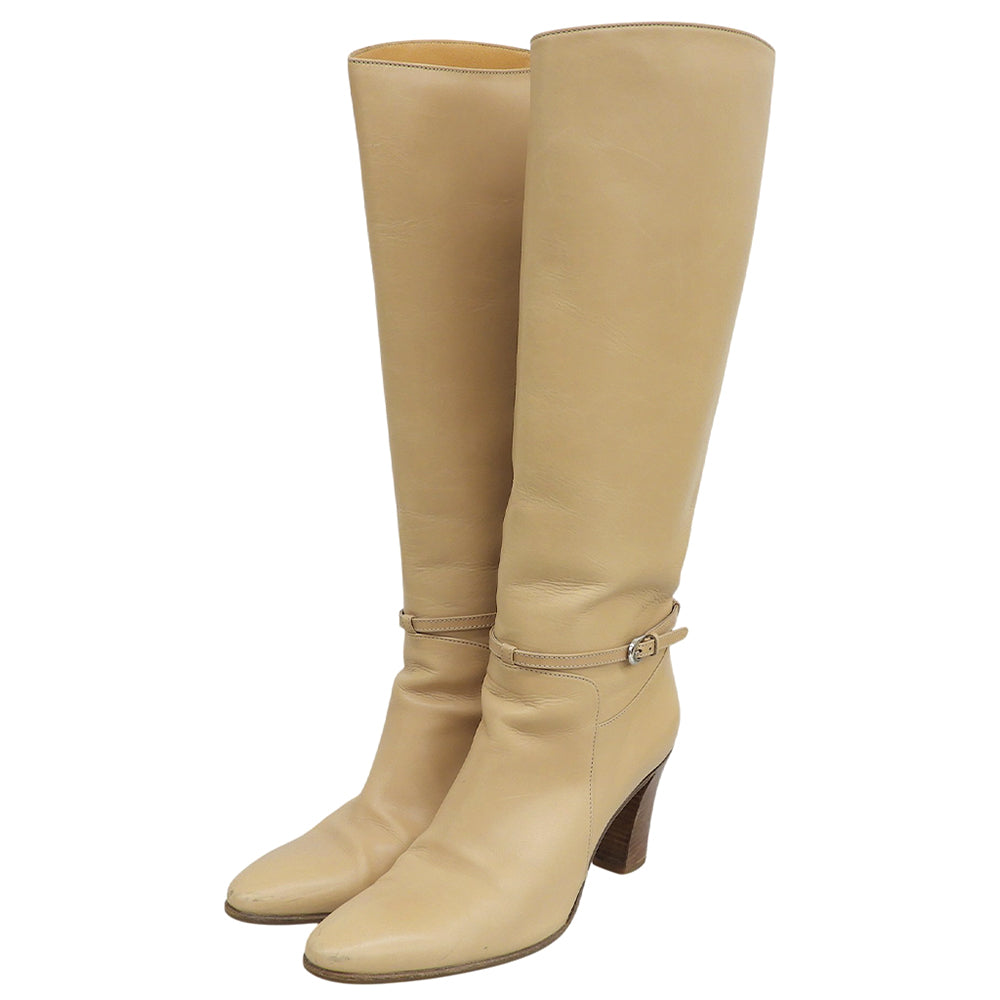 TANINO CRISCI タニノクリスチー シングルストラップベルト ロングブーツ シューズ レディース ベージュ 36 1/2 シューズ