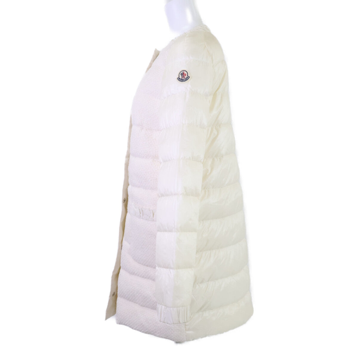 MONCLER モンクレール VEULETTES ツイード切替 ノーカラーダウン コート