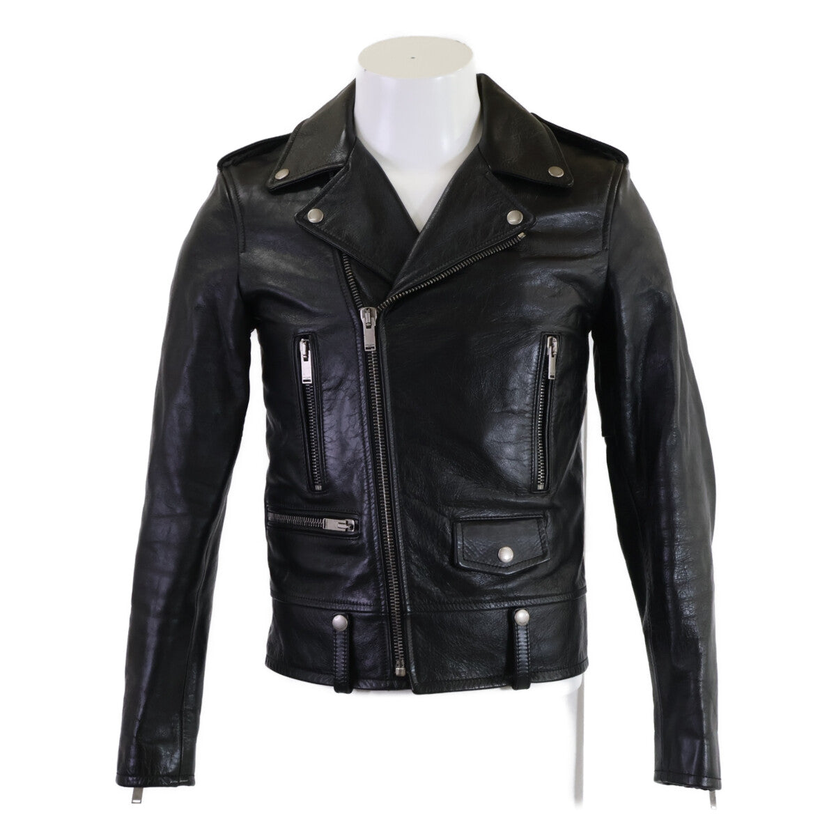 SAINT LAURENT PARIS サンローランパリ 【美品/国内正規】560912 Y5RD2 カーフスキン モーターサイクルジャケット/ダブルライダースジャケット ジャケット