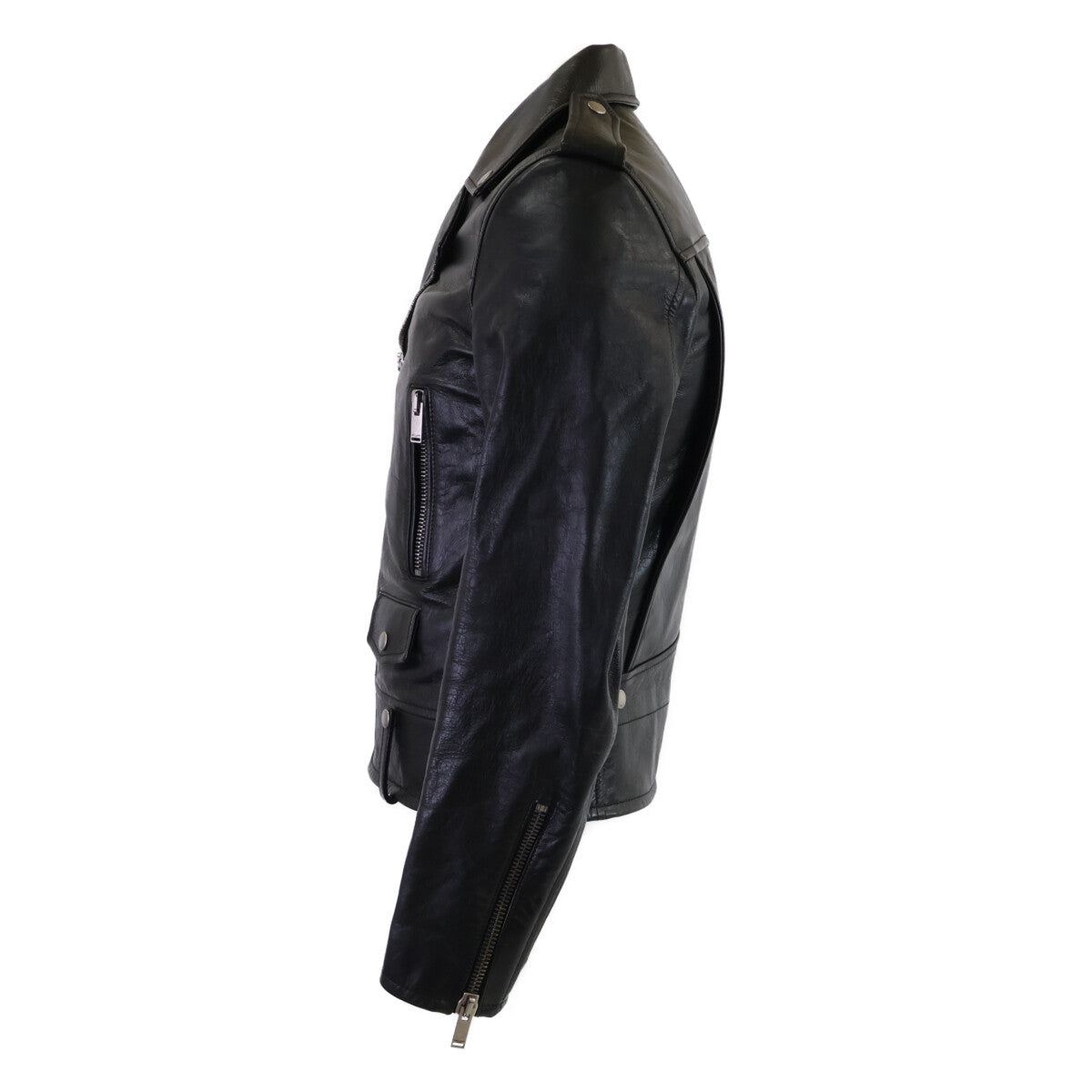 SAINT LAURENT PARIS サンローランパリ 【美品/国内正規】560912 Y5RD2 カーフスキン モーターサイクルジャケット/ダブルライダースジャケット ジャケット