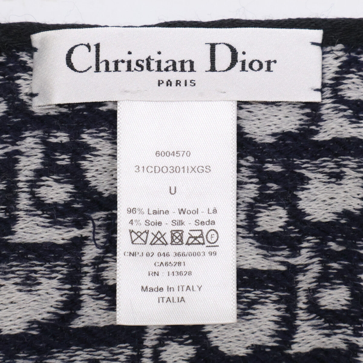 Christian Dior クリスチャンディオール 31CDO301XGS オブリーク ロゴ刺繍 ウール/シルク マフラー