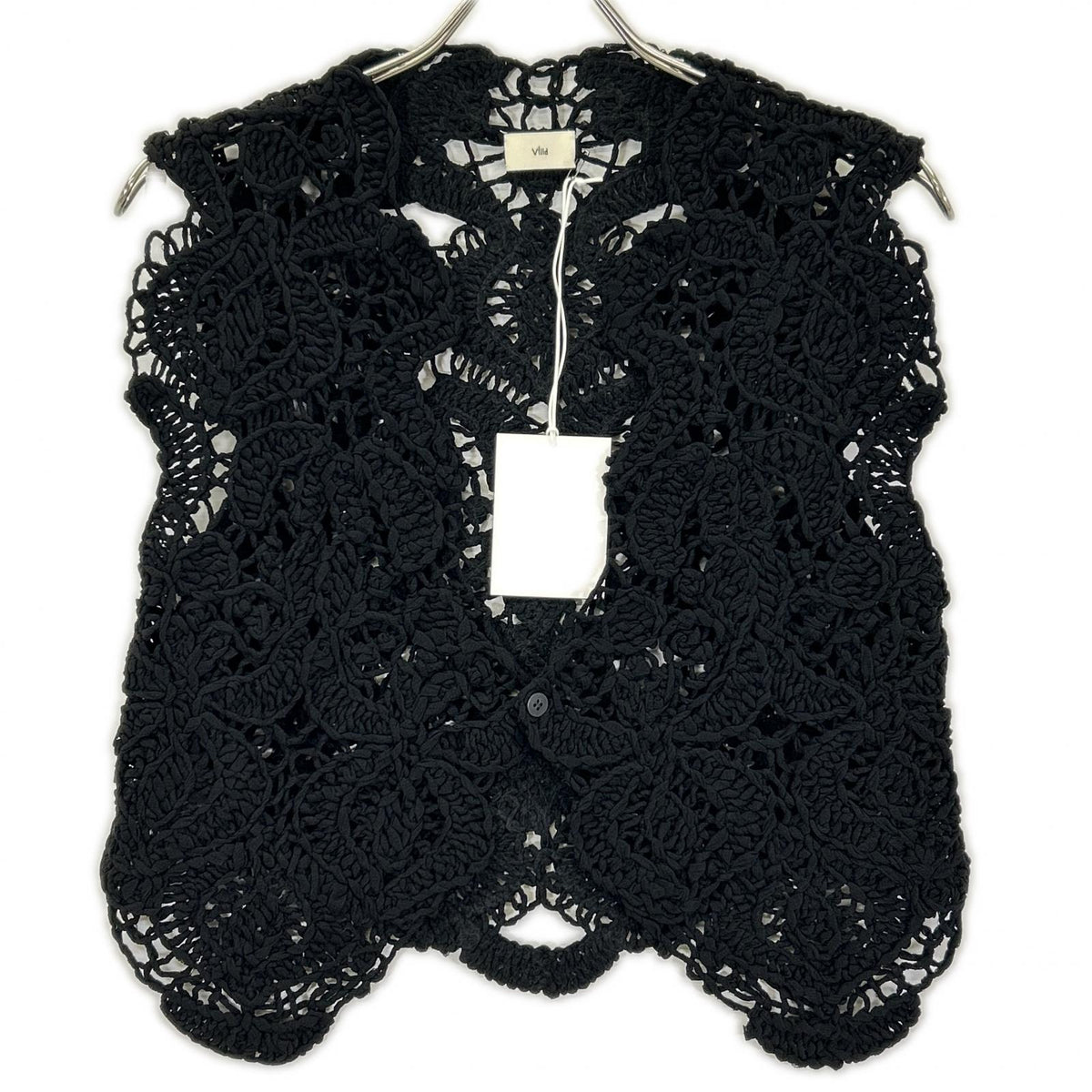 VillD VillD 5952680 black linen knit lace gilet vest