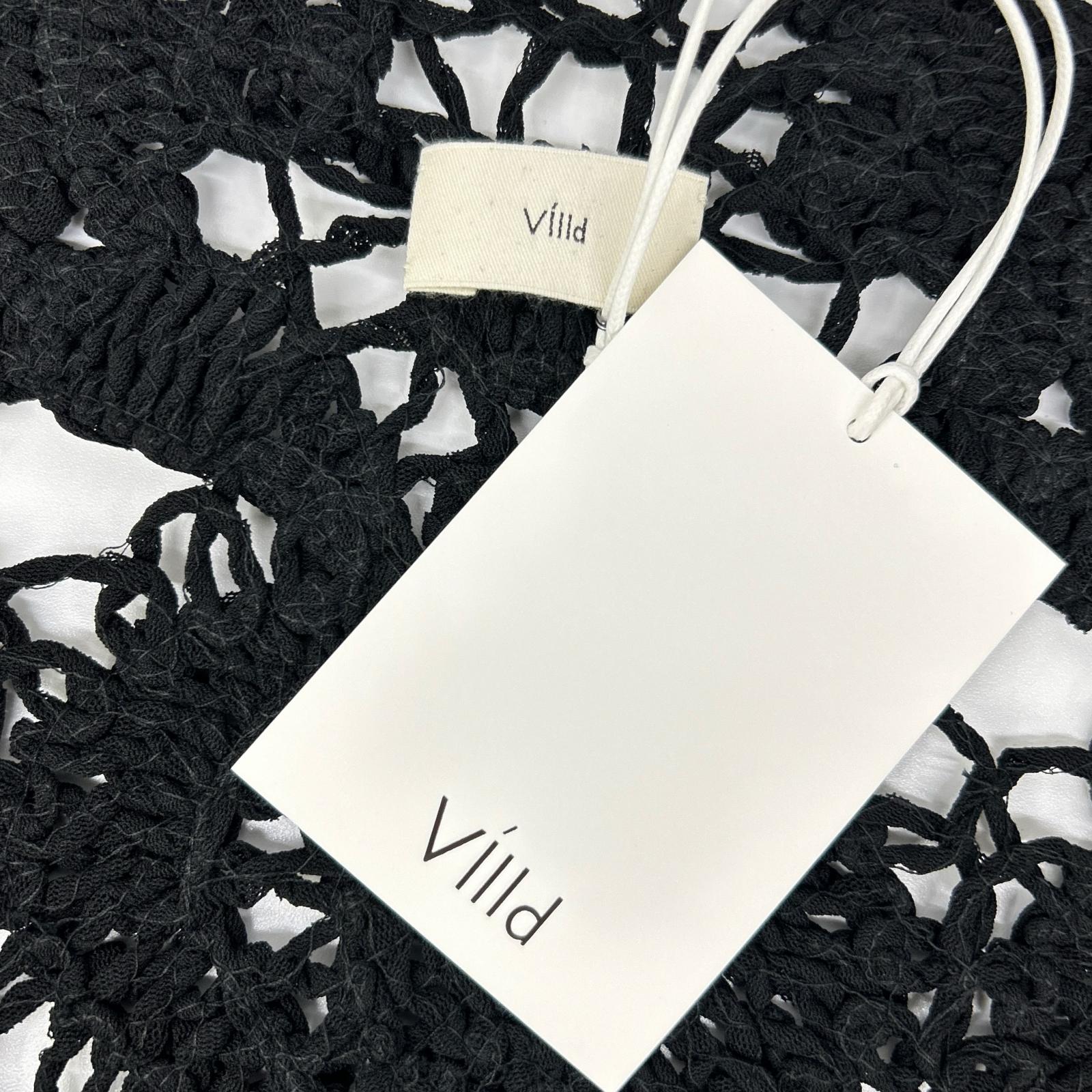 VillD ヴィルド 5952680 ブラック リネン ニットレース ジレ ベスト