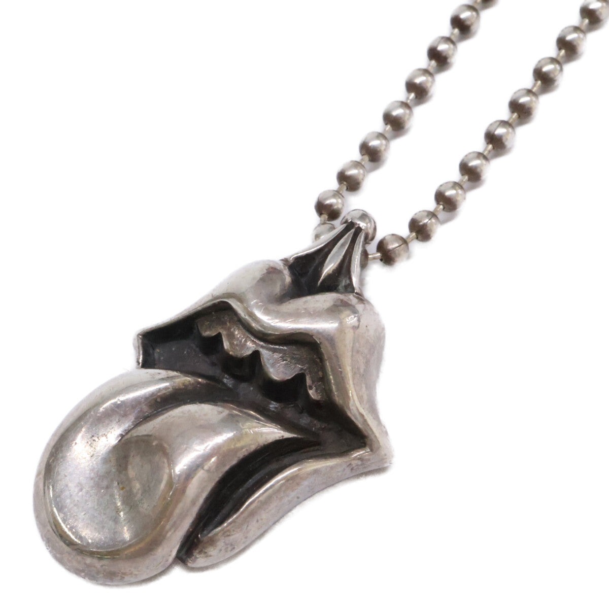 Chrome hearts クロムハーツ 925 ローリングストーンズ リップ&タン トップ＆ボールチェーン ペンダント ネックレス