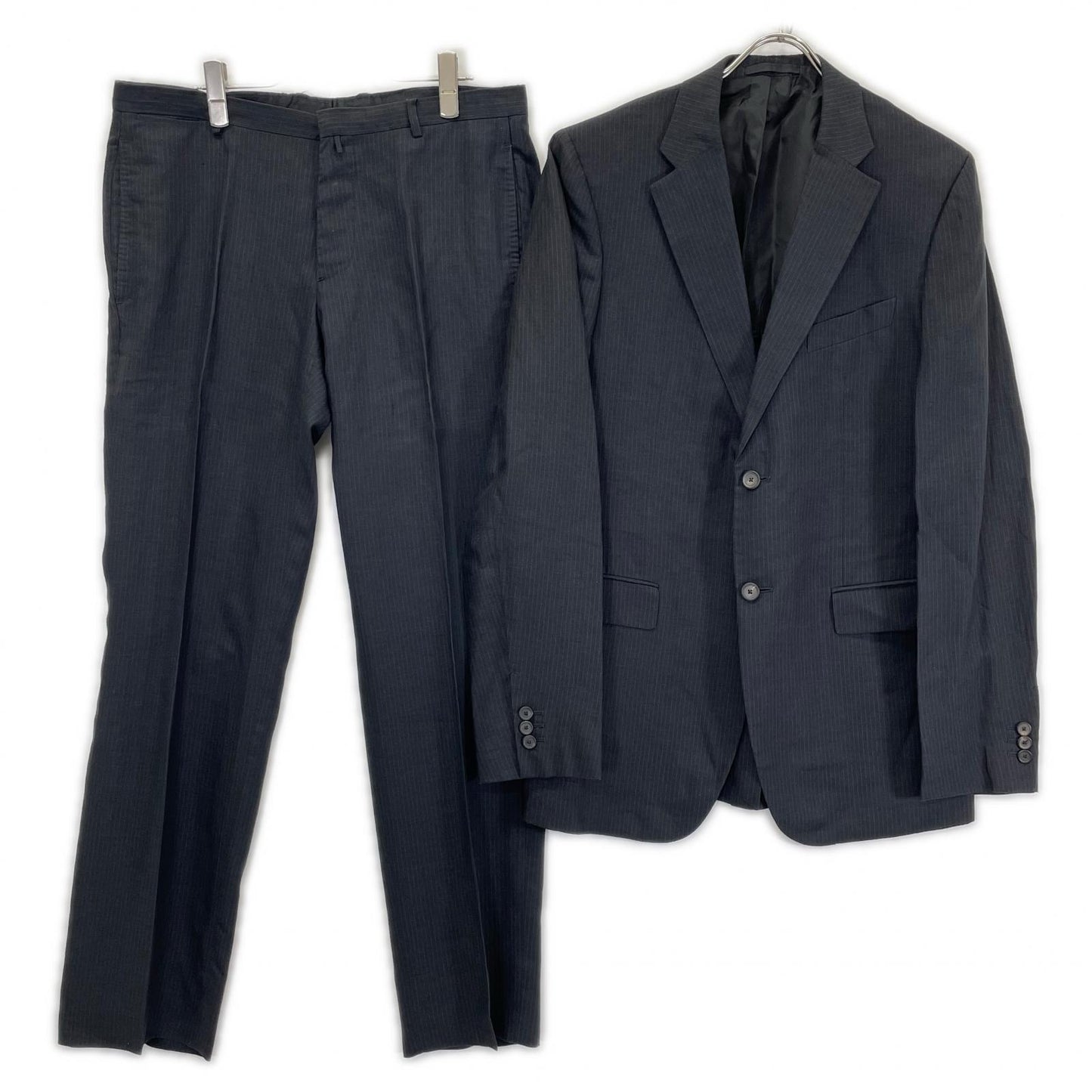 JILSANDER ジルサンダー M330400 ブラック ウールリネン ピンストライプ スーツ スーツ セットアップ