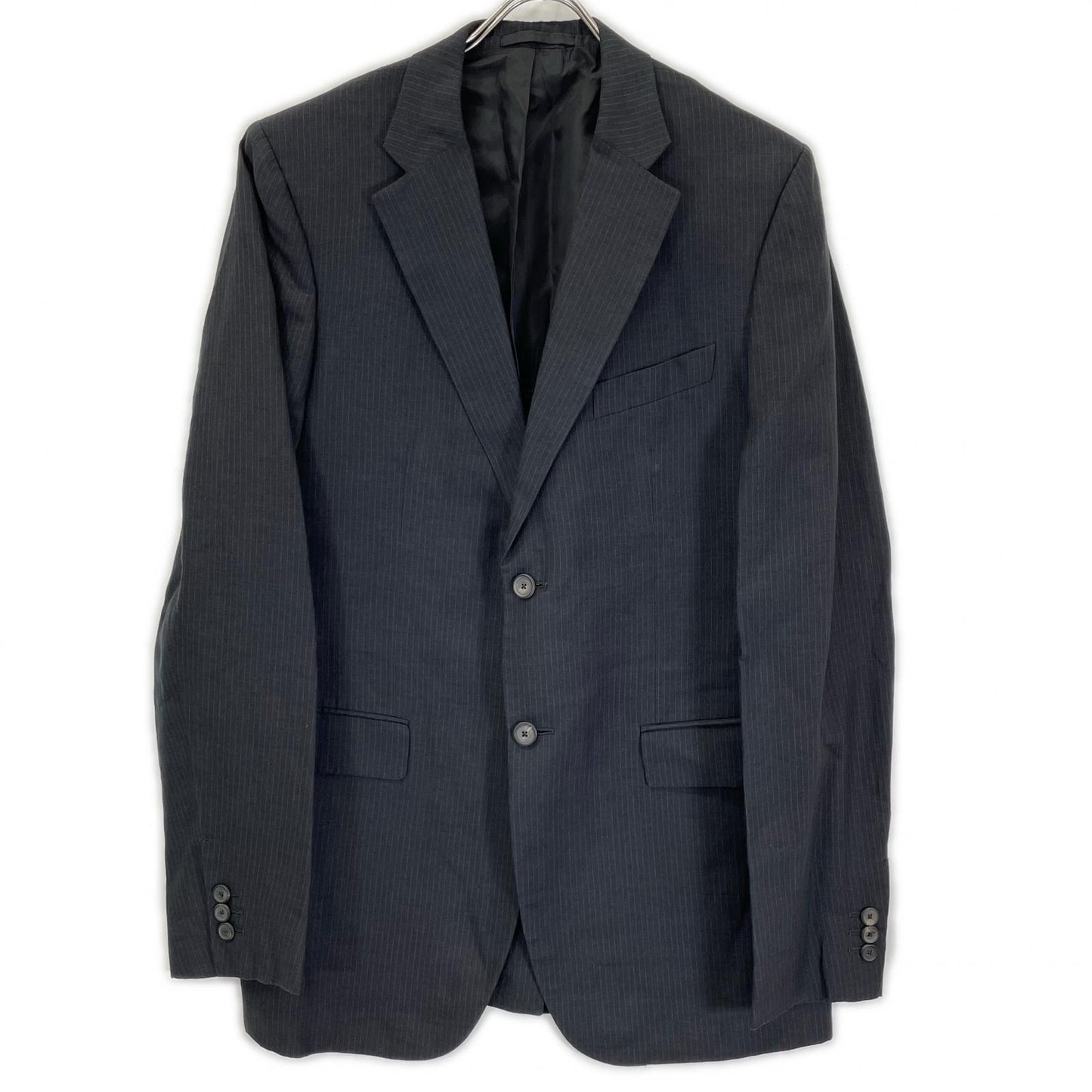 JILSANDER ジルサンダー M330400 ブラック ウールリネン ピンストライプ スーツ スーツ セットアップ