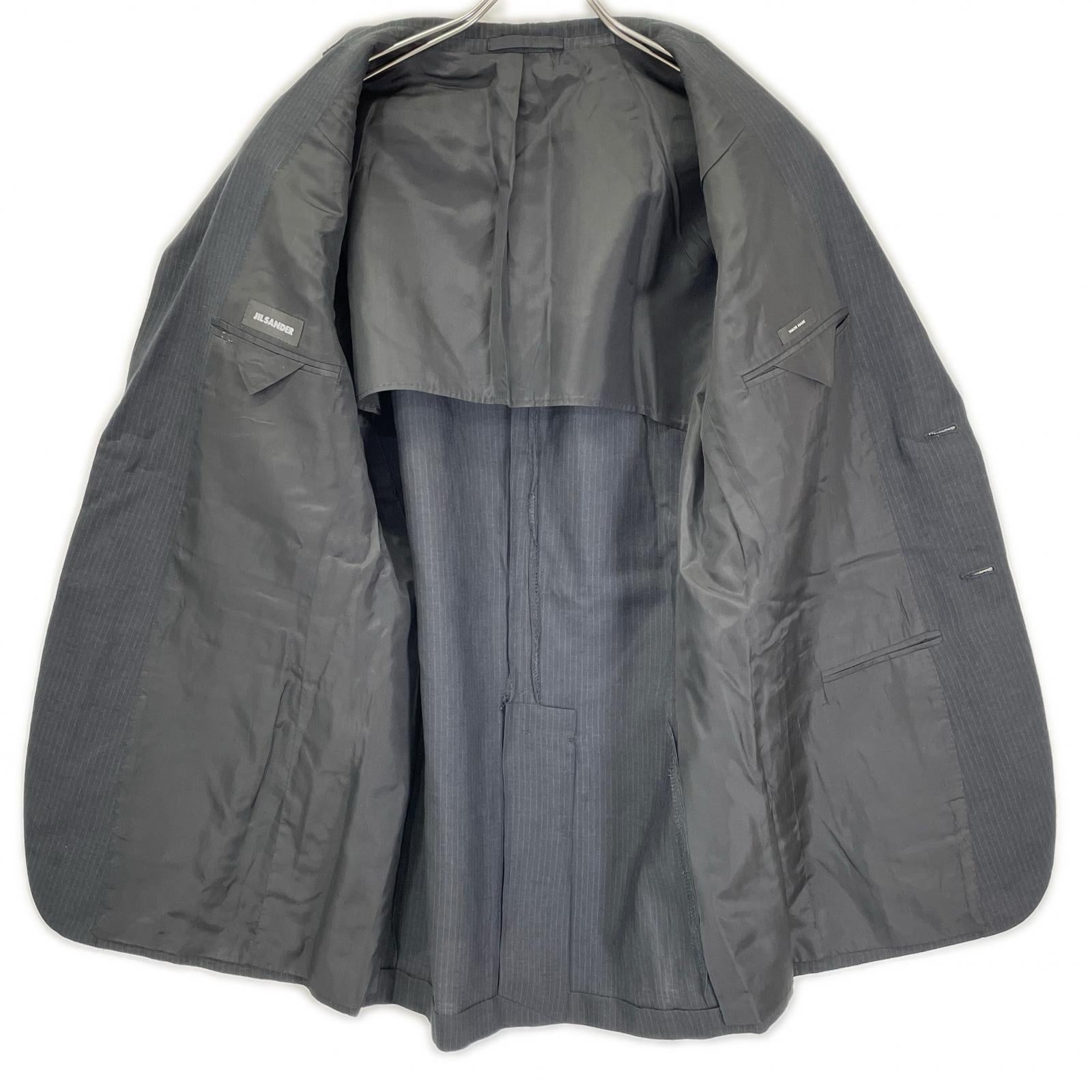 JILSANDER ジルサンダー M330400 ブラック ウールリネン ピンストライプ スーツ スーツ セットアップ