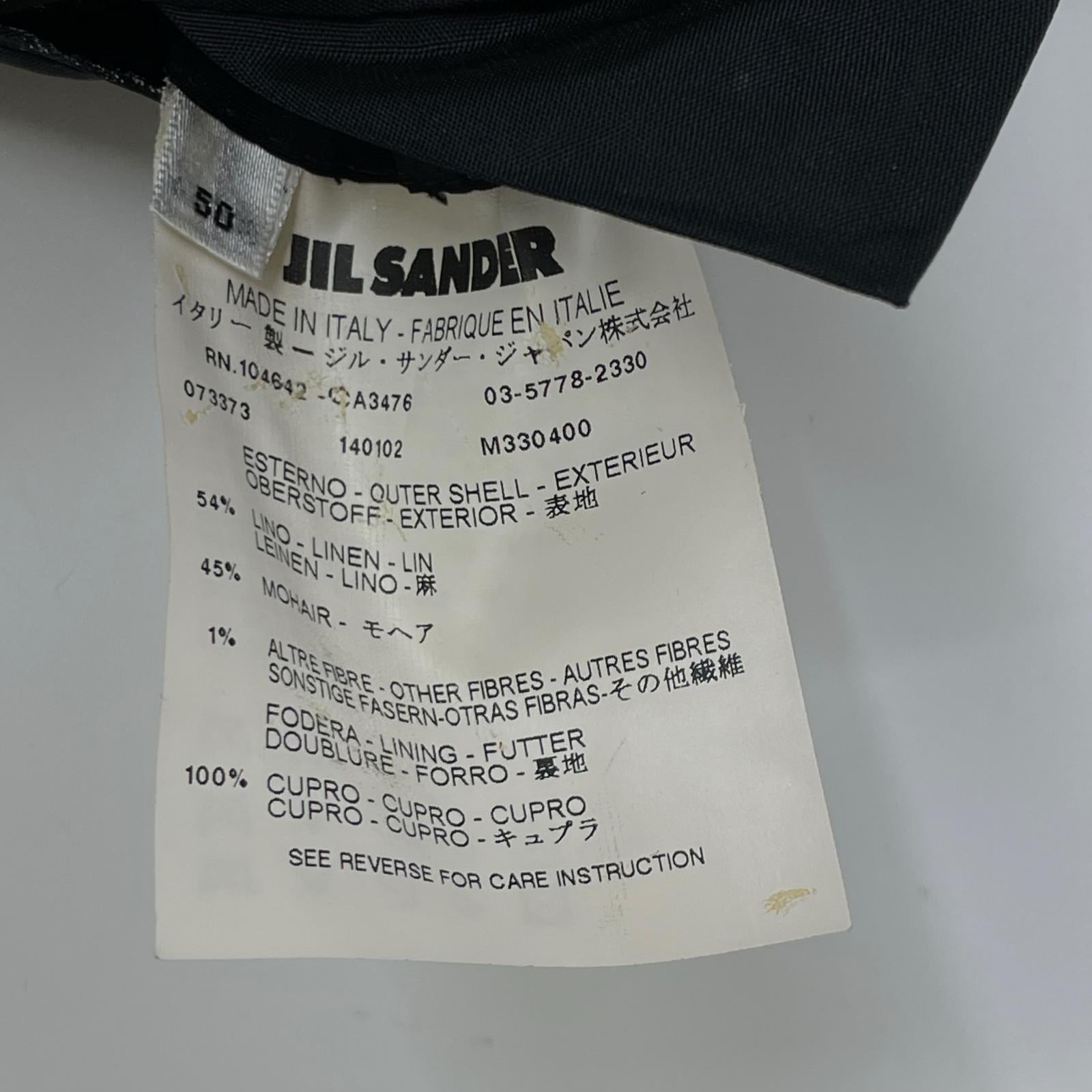 JILSANDER ジルサンダー M330400 ブラック ウールリネン ピンストライプ スーツ スーツ セットアップ