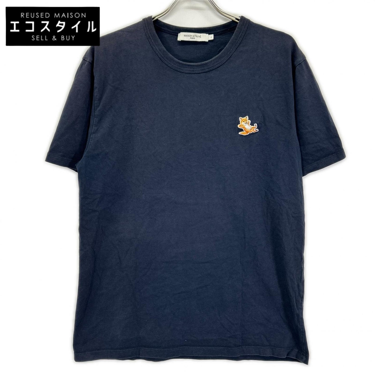 MAISON KITSUNE メゾンキツネ GU00154KJ0010 ブラック パッチ付き 半袖 シャツ トップス
