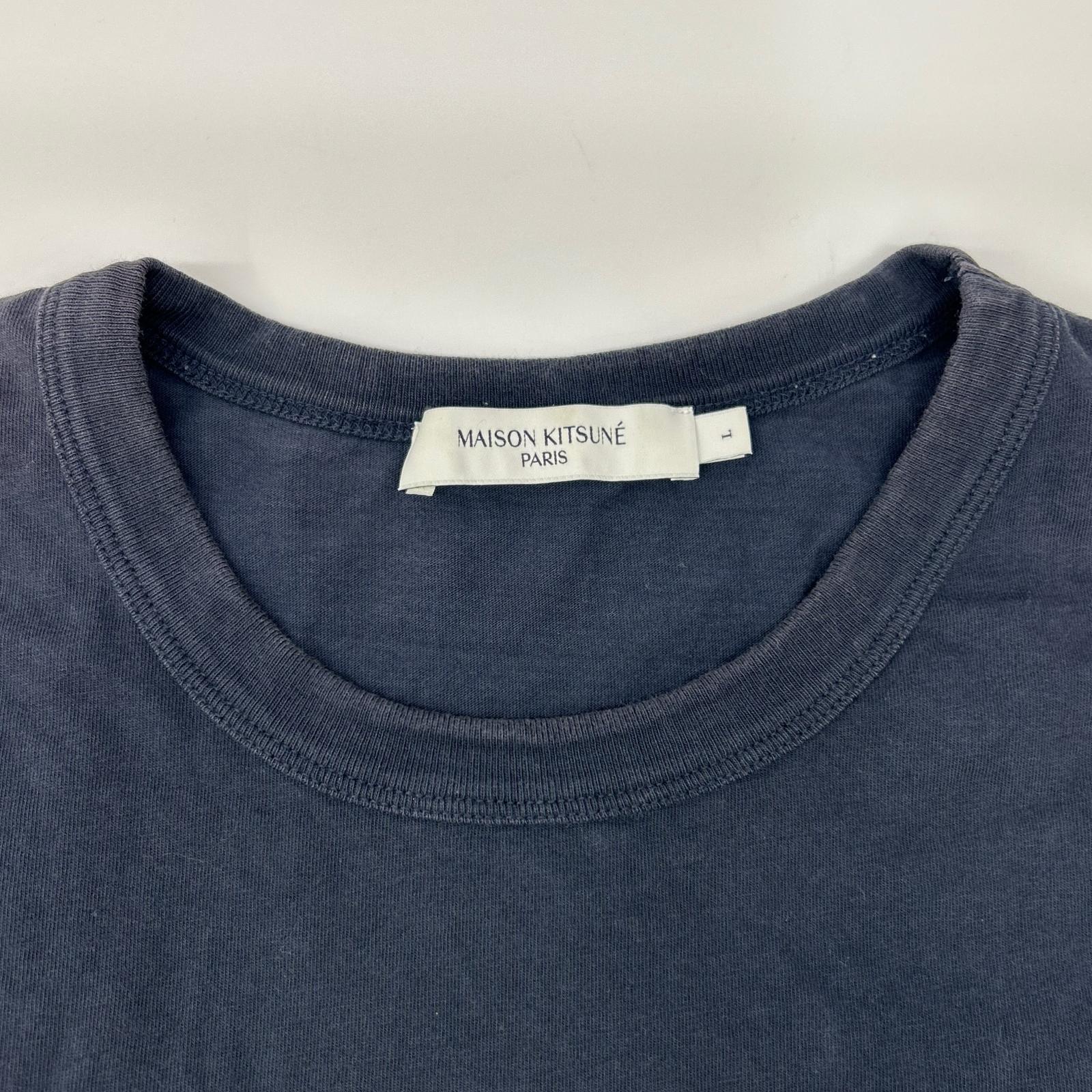 MAISON KITSUNE メゾンキツネ GU00154KJ0010 ブラック パッチ付き 半袖 シャツ トップス
