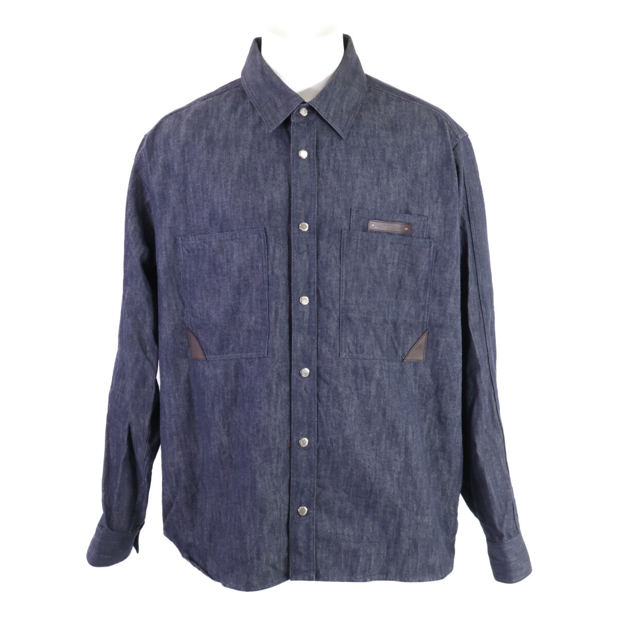 berluti Berluti leather-panel denim shirt