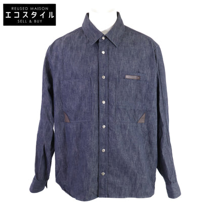 berluti Berluti leather-panel denim shirt