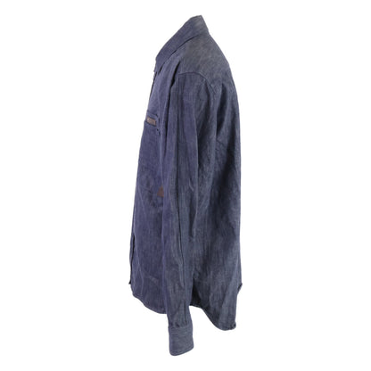 berluti Berluti leather-panel denim shirt