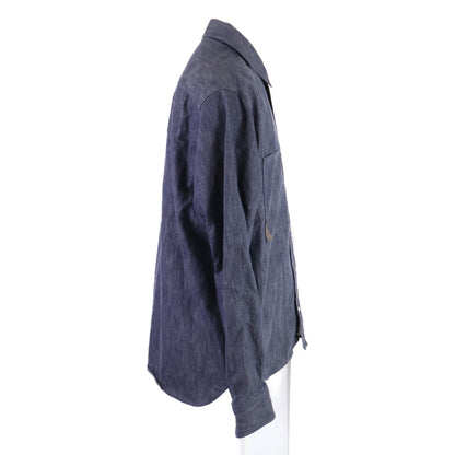 berluti Berluti leather-panel denim shirt