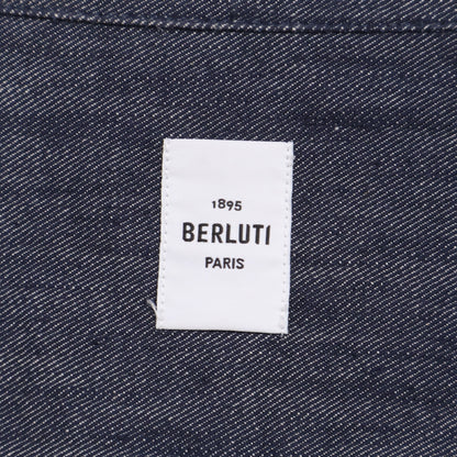 berluti Berluti leather-panel denim shirt