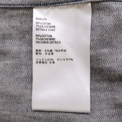 berluti Berluti leather-panel denim shirt
