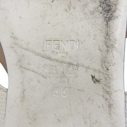FENDI フェンディ フラワーカットワーク アンクルストラップ トングサンダル シューズ レディース ホワイト 36 シューズ