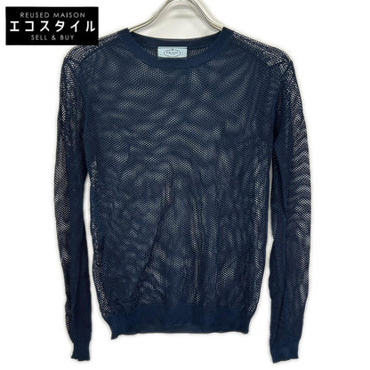 PRADA プラダ P24U49 ネイビー メッシュデザイン カットソー トップス